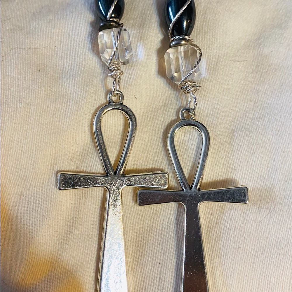 Ankh Hematite earrings